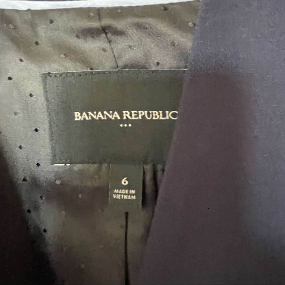 Banana Republic Navy Blazer Collarless Open Front Fitted Size 6 - Picture 7 of 11